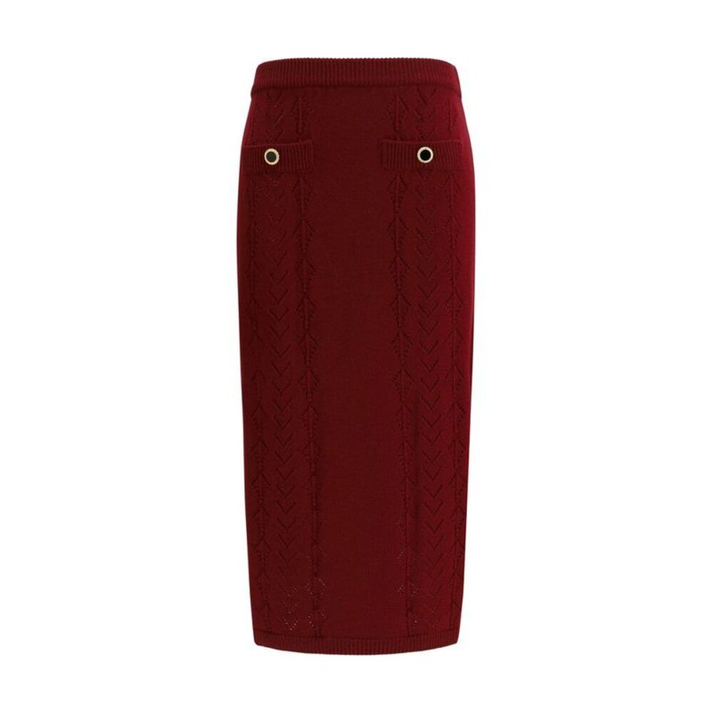 Alessandra Rich Bordeaux Wool Oves Aries Midi Women's Skirt